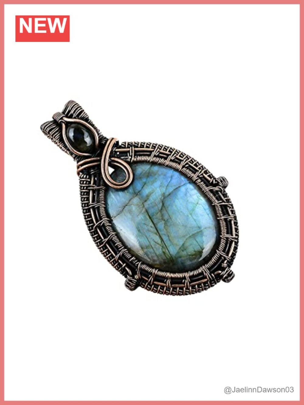 Labradorite Gemstone Pendant Copper Wire Wrapped Jewelry Necklace